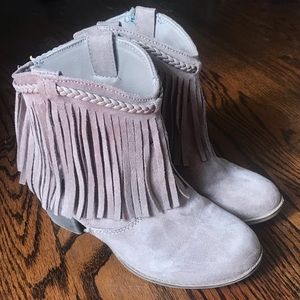 Boho Suede Boots Fringe Rock & Candy Kids Size 4